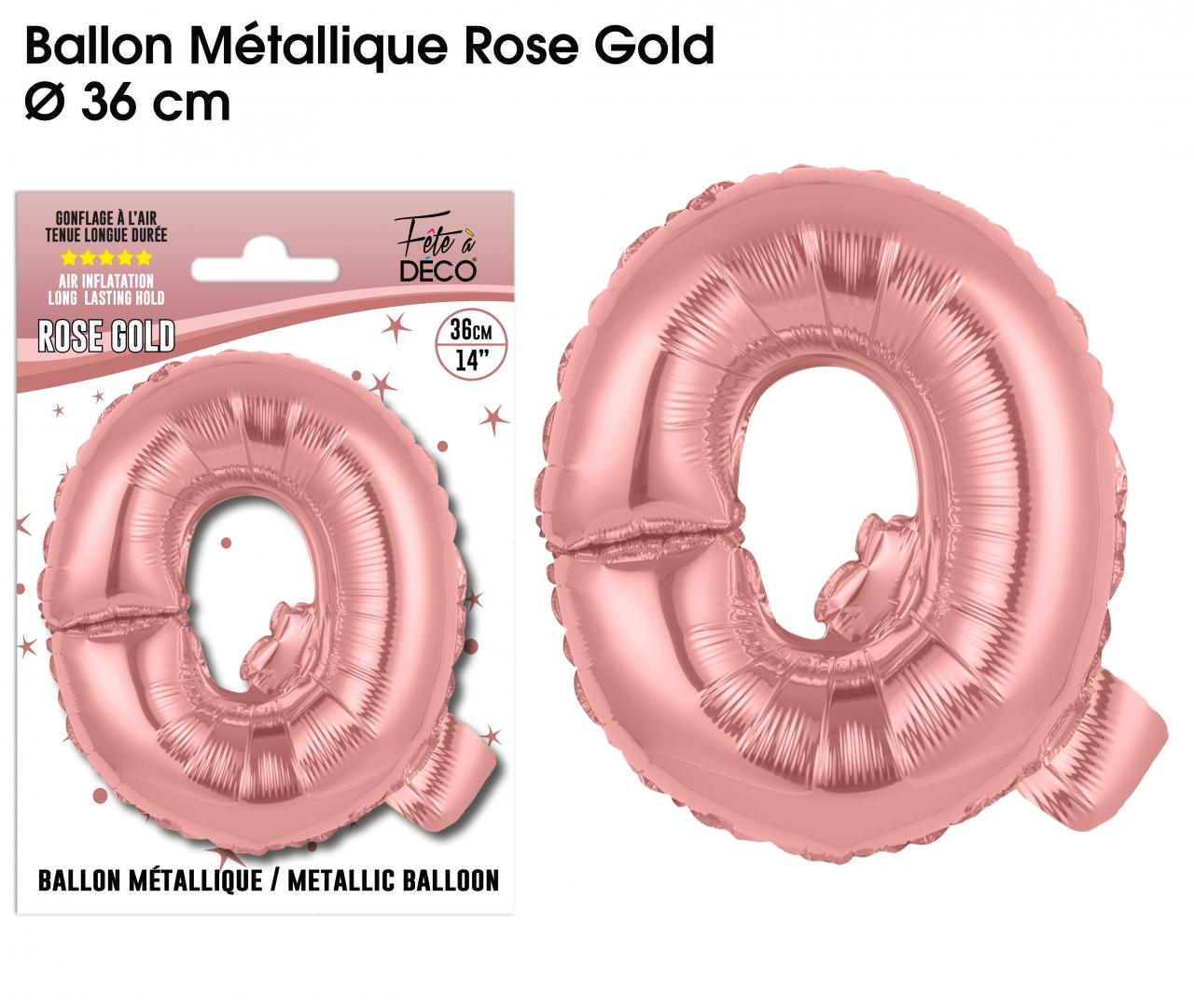 BALLON MÉTALLIQUE LETTRE "Q" ROSE GOLD 36 CM