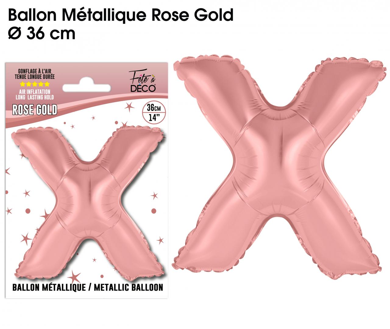 BALLON MÉTALLIQUE LETTRE "X" ROSE GOLD 36 CM