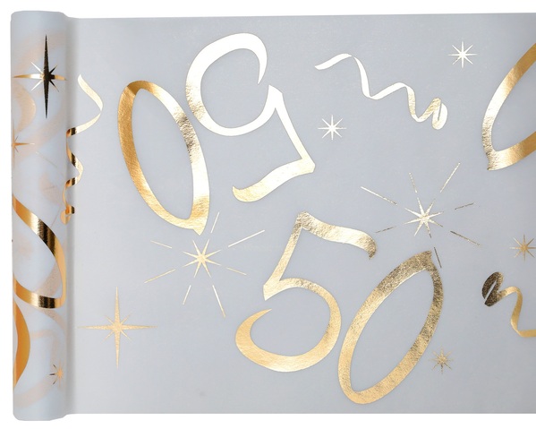 CHEMIN DE TABLE 50 ANS METAL OR 30 CM X 5 M