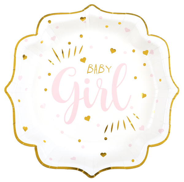 10 ASSIETTES BABY SHOWER ROSE 21 X 21 CM