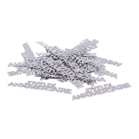 CONFETTIS DE TABLE ARGENT "JOYEUX ANNIVERSAIRE" 5 CM 14 GR