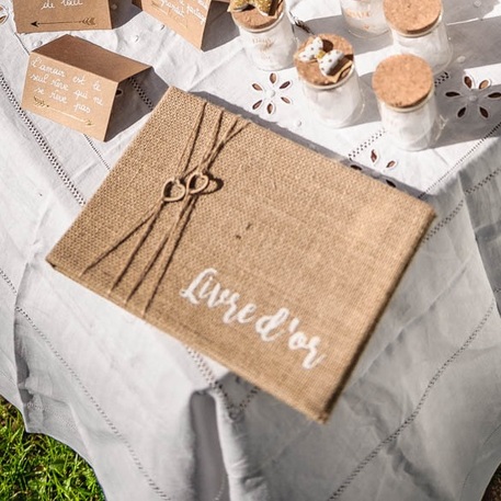 LIVRE D'OR JUTE COEUR BOIS ET FICELLE 16.5 X24CM 64 PAGES – Image 2