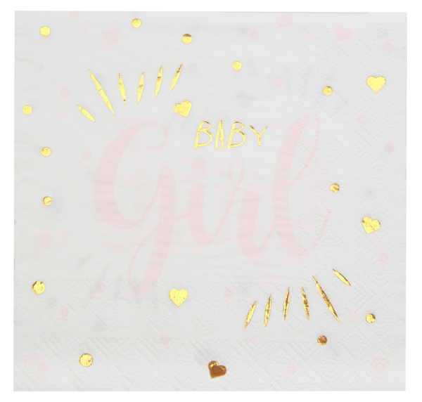 20 SERVIETTES BABY SHOWER ROSE 16,5 X 16,5 CM
