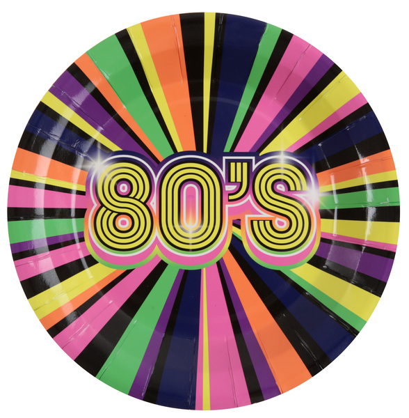 10 ASSIETTES 80'S MULTICOLORE 22,5CM