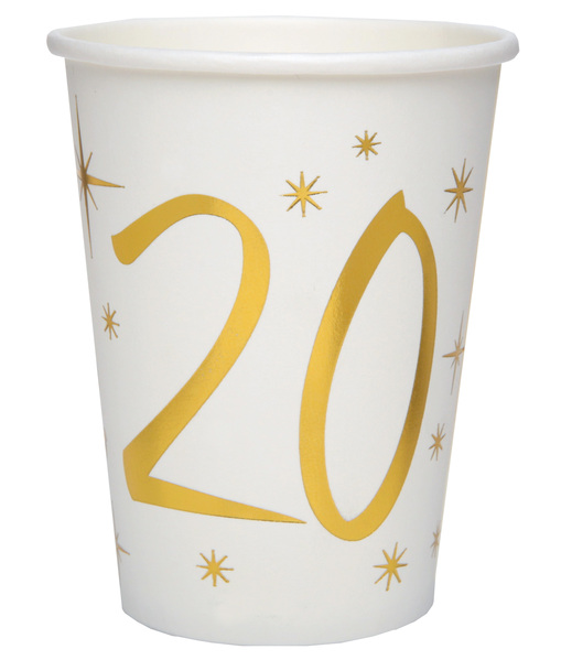 10 GOBELETS ÂGE BLANC OR 20 ANS 27 CL