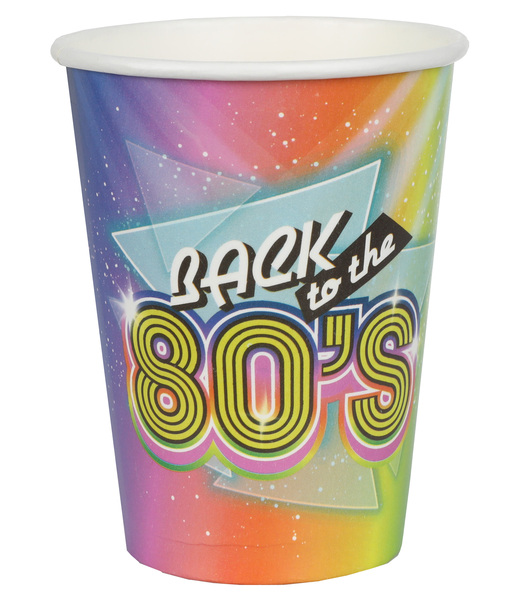 10 GOBELETS 80'S MULTICOLORE 27CL