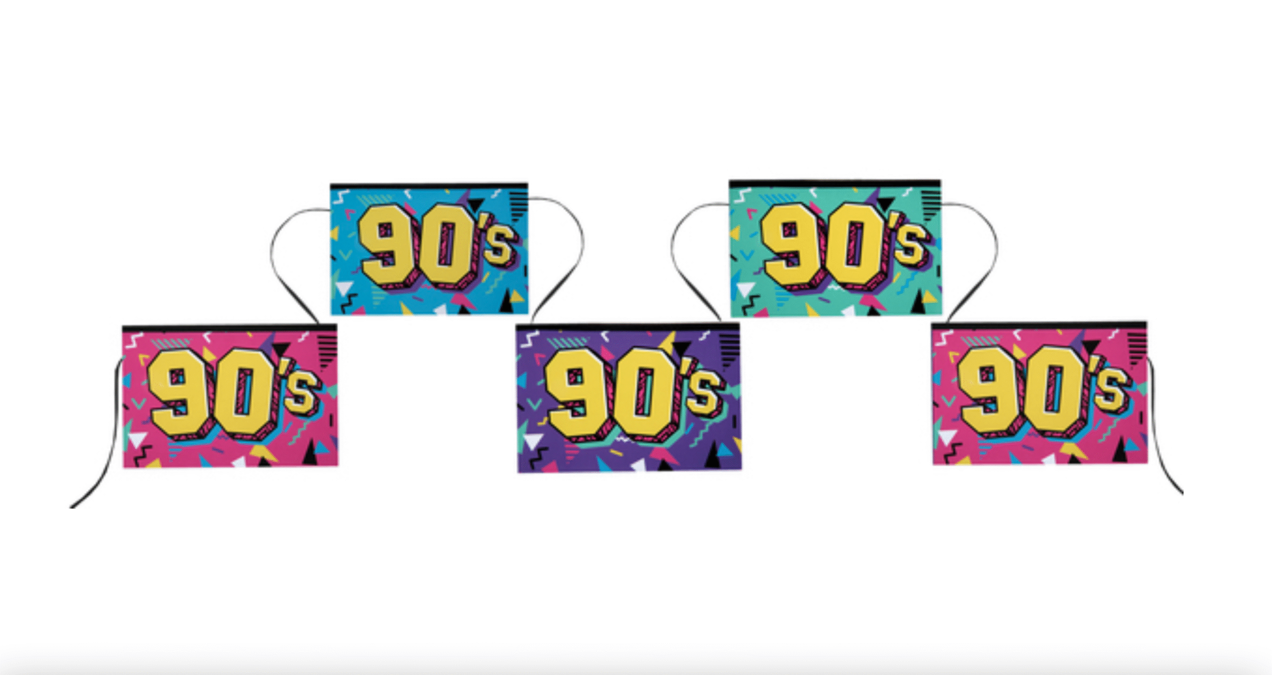 BANDEROLE 90'S MULTICOLORE 20 X 13 CM / 5 M