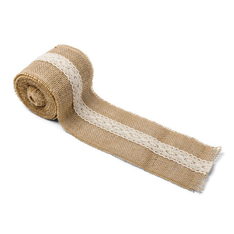 RUBAN JUTE ET DENTELLE 10 CM X 5 M