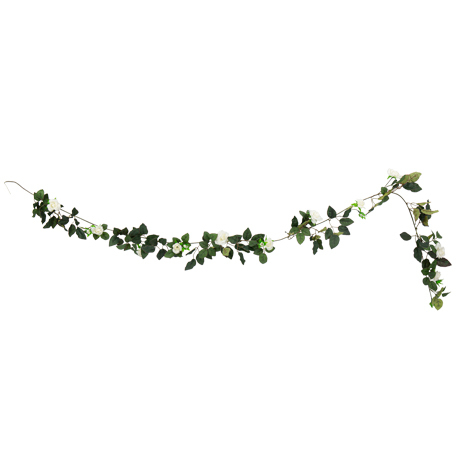 Guirlande de Feuilles et Roses Blanches 1,85 m
