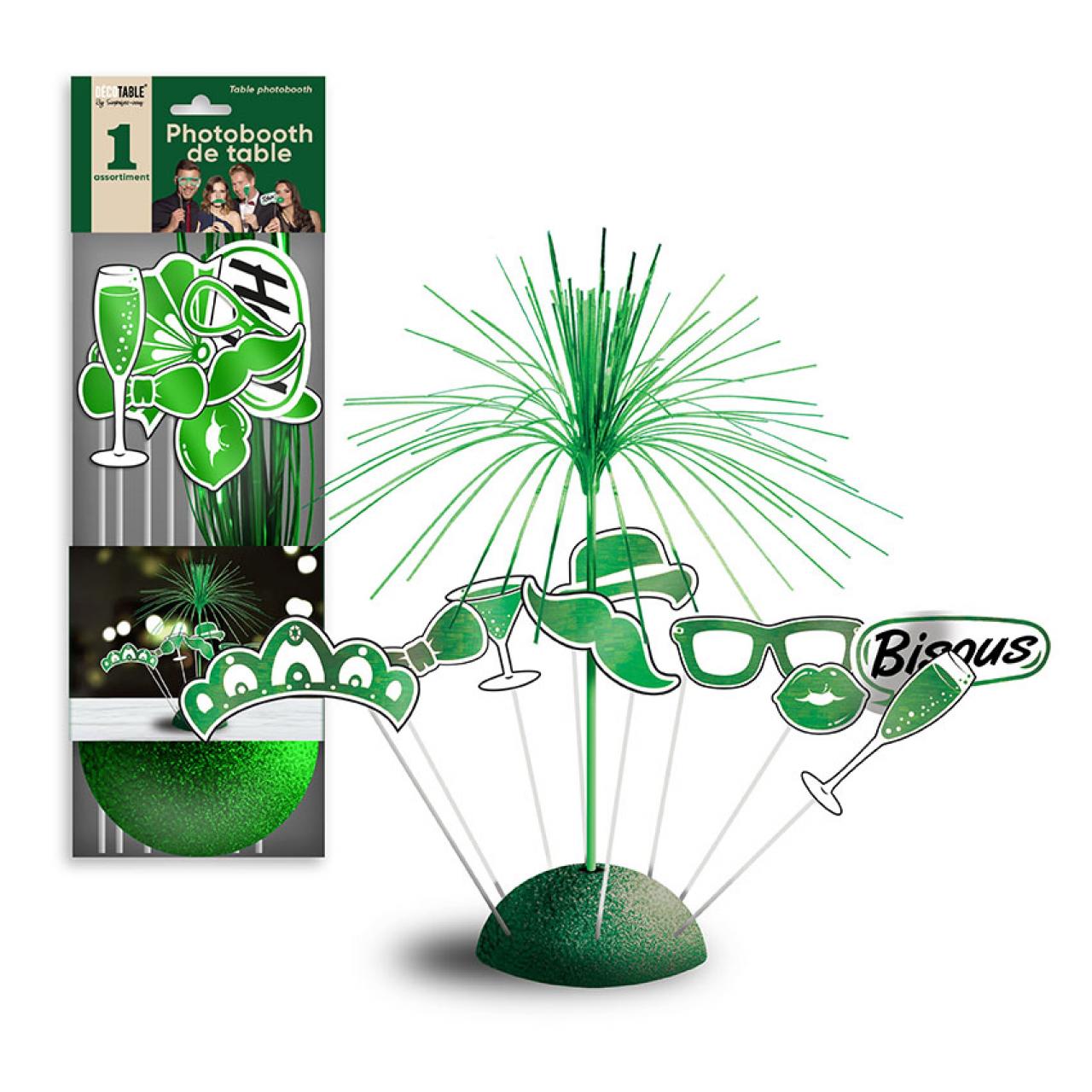 PHOTOBOOTH DE TABLE FESTIF X 8 PIECES VERT