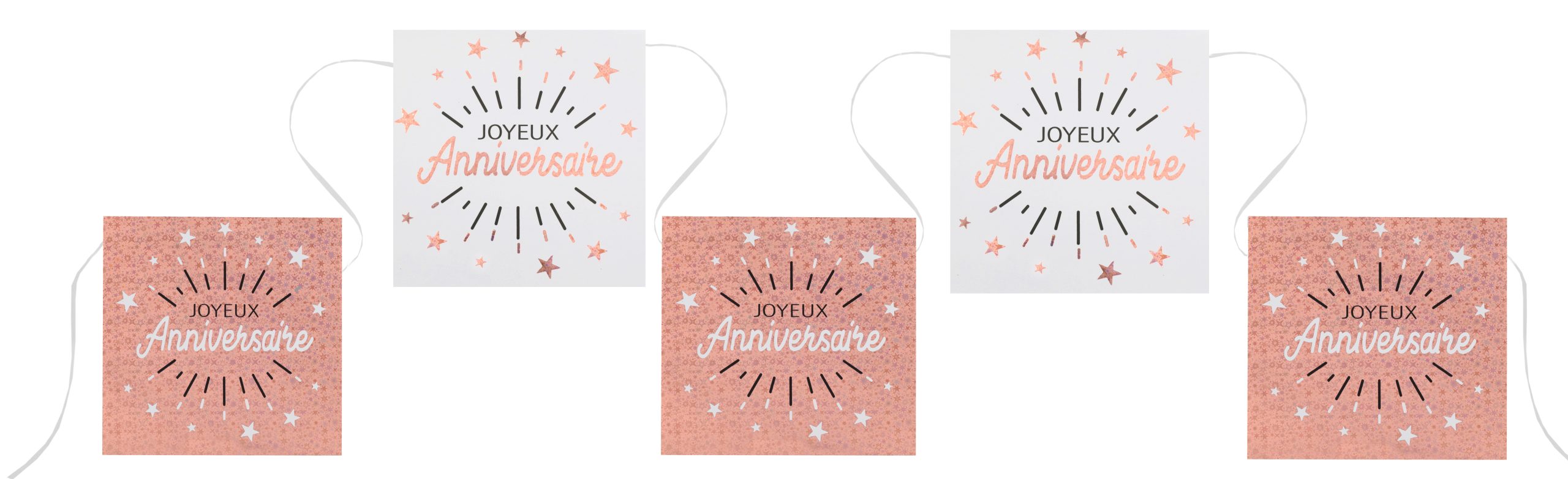 BANDEROLE JOYEUX ANNIVERSAIRE ETINCELANT MÉTAL ROSE GOLD 5M