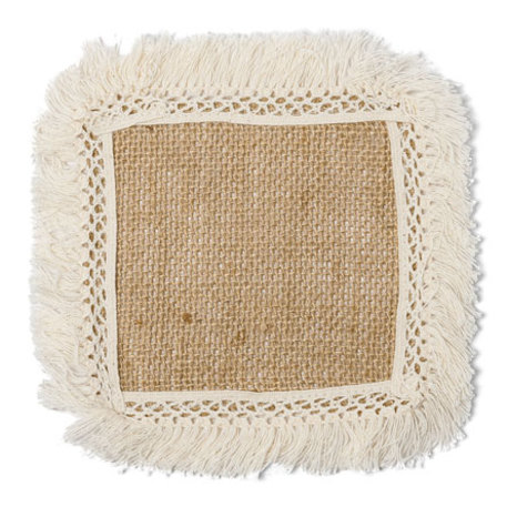 NAPPERON JUTE & FRANGES 12X12CM /6
