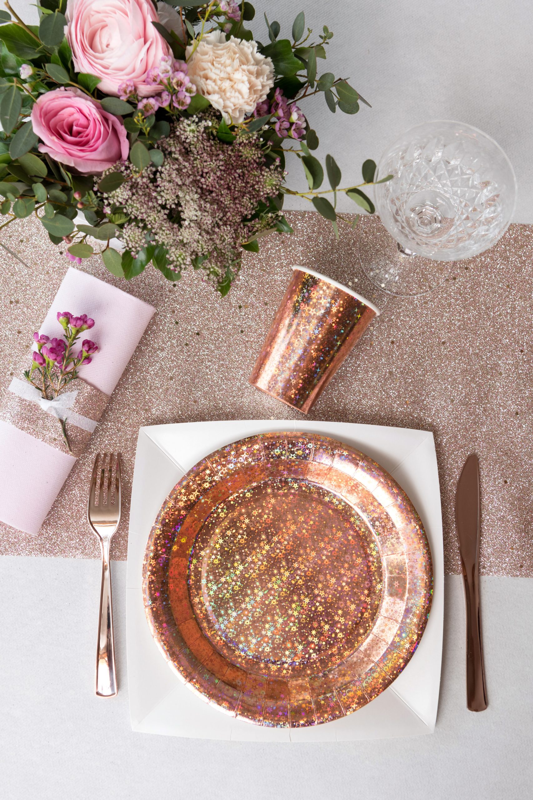 10 ASSIETTES ROSE GOLD ETINCELANTE – Image 2