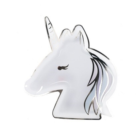 8 ASSIETTES LICORNE PASTEL ET OR 21.5X23CM