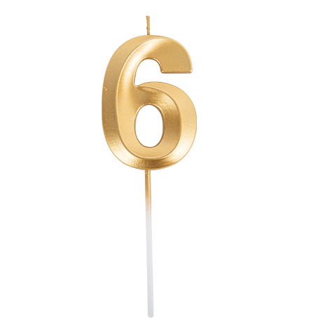 BOUGIE GRAPHIQUE 7CM CHIFFRE 6 OR