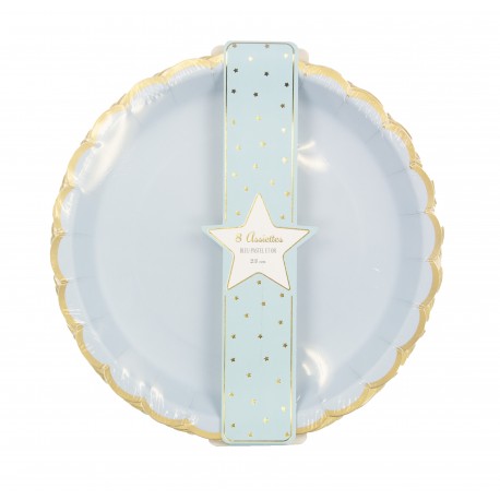 8 ASSIETTES FESTONNEES BLEU CIEL 23CM – Image 2
