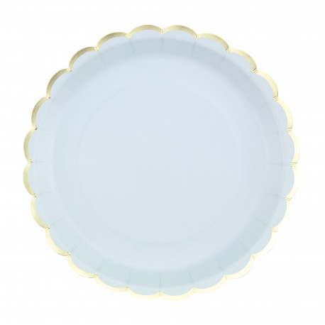 8 ASSIETTES FESTONNEES BLEU CIEL 23CM