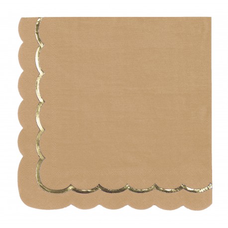 16 SERVIETTES KRAFT ET OR 33X33CM