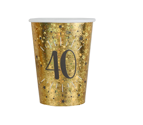 10 GOBELETS AGE ETINCELANT OR 40ANS