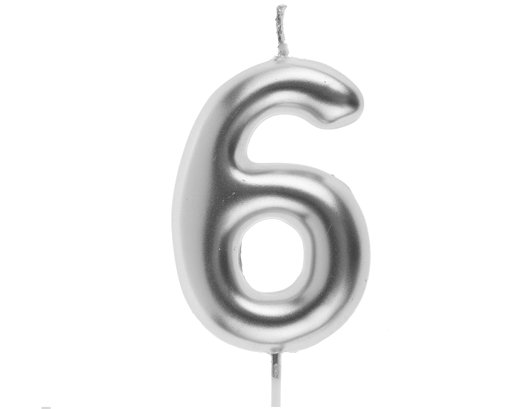 BOUGIE CHIFFRE ARGENT N°6