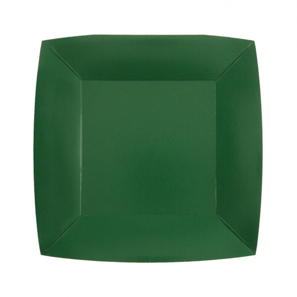 10 PETITES ASSIETTES CARRÉES 18X18CM VERT FONCE