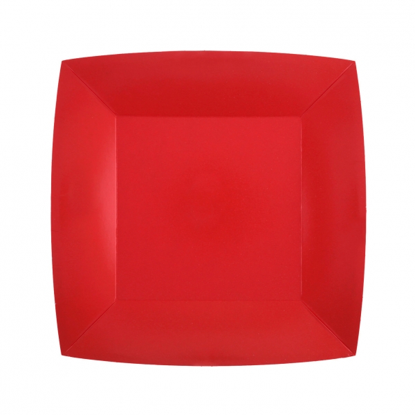 10 PETITES ASSIETTES CARRÉES 18X18CM ROUGE