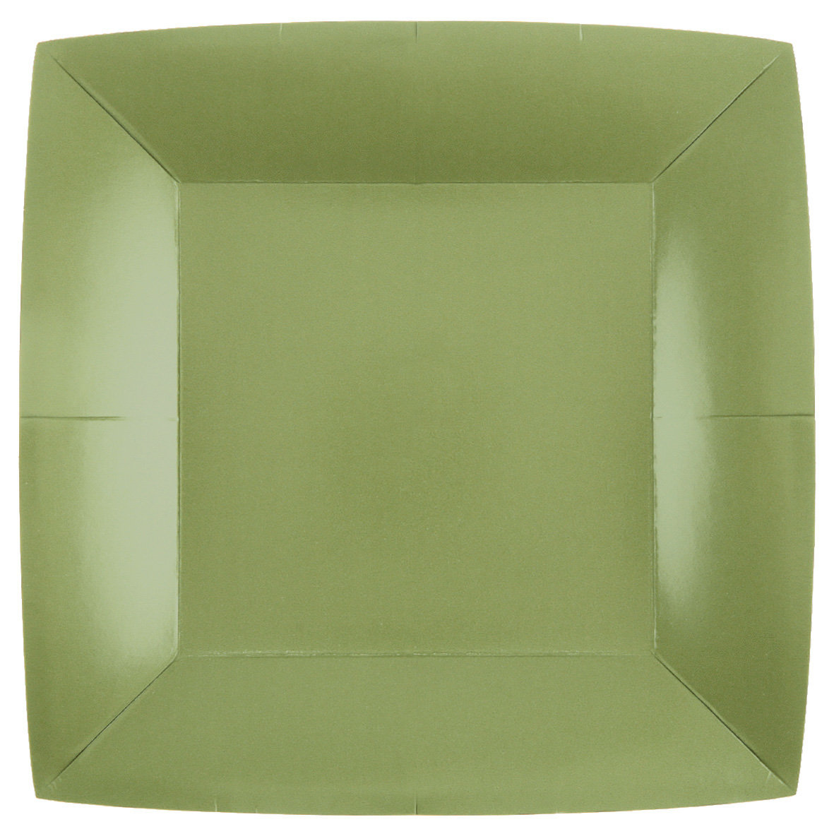 10 GRANDES ASSIETTES CARRÉES RAINBOW 23X23CM OLIVE