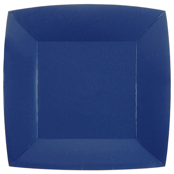 10 GRANDES ASSIETTES CARRÉES RAINBOW 23X23CM BLEU