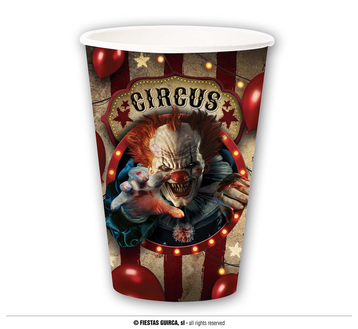 6 GOBELETS CIRCUS HALLOWEEN PLASTIC 35CL