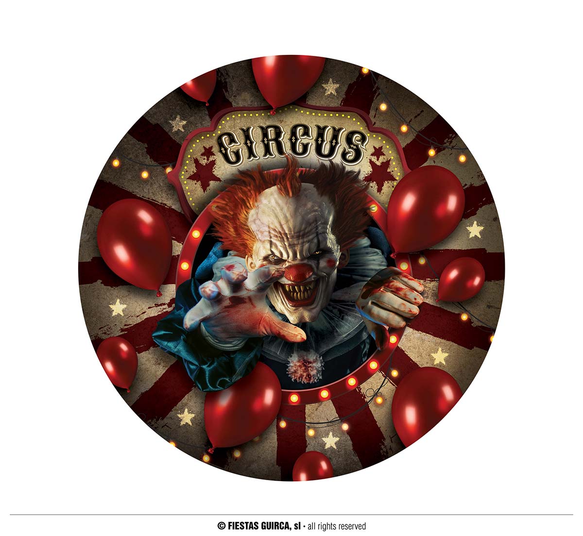 6 ASSIETTES CARTON CIRCUS HALLOWEEN 23CM
