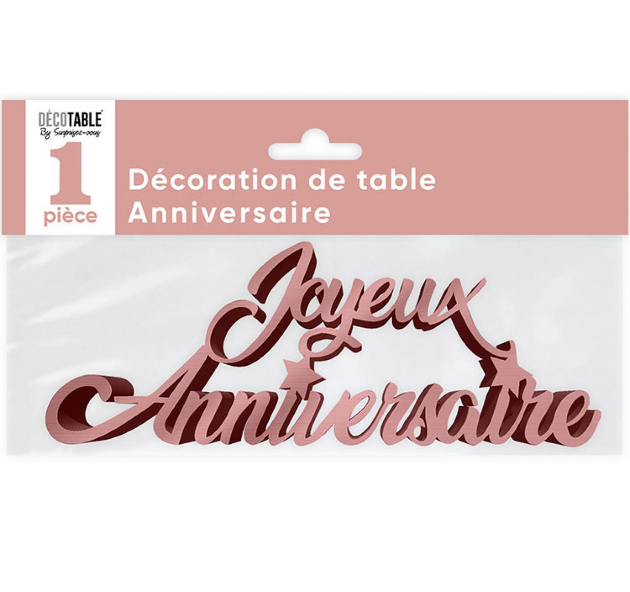 DECOR DE TABLE ANNIVERSAIRE METAL ROSE GOLD