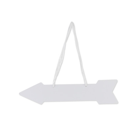 FLECHE SIGNALETIQUE BLANCHE AVEC RUBAN SATIN BLANC
