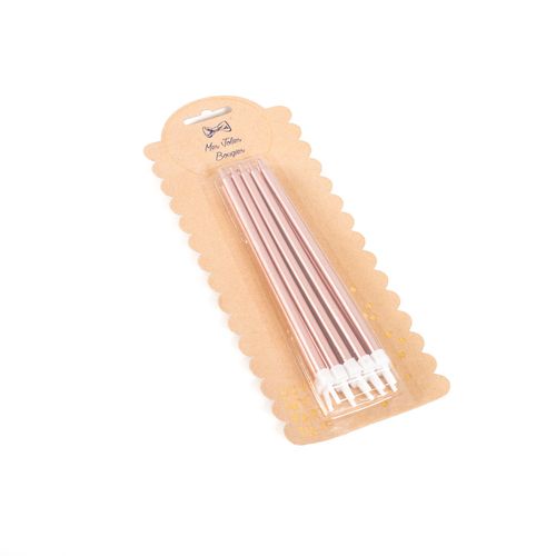 10 BOUGIES GEANTES ROSE GOLD AVEC BOBECHES