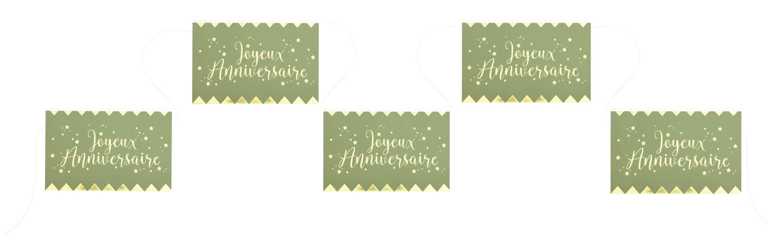 BANDEROLE JOYEUX ANNIVERSAIRE MÉTAL SAUGE