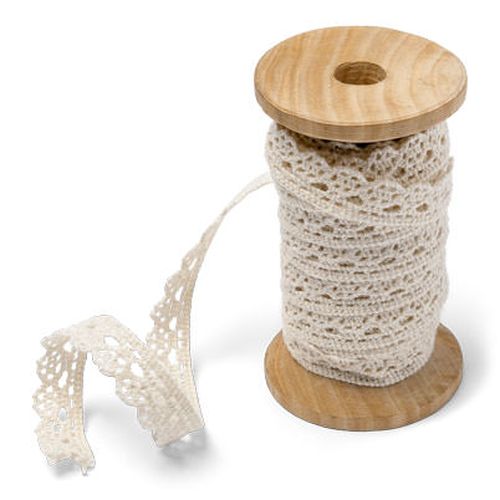 DENTELLE BEIGE 1CMX5M BOBINE BOIS