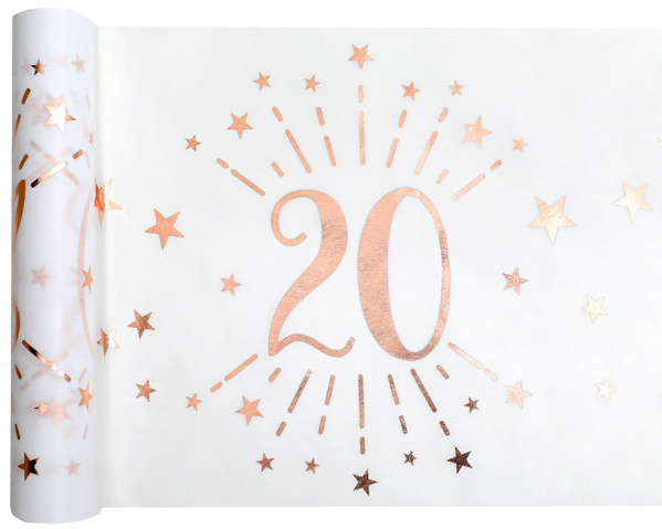 CHEMIN DE TABLE ETINCELANT AGE 20 ANS METAL ROSE GOLD
