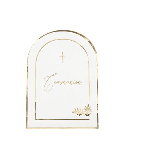16 SERVIETTES COMMUNION PURETE BLANC ET OR 32 X 23.7 CM 3 PLIS