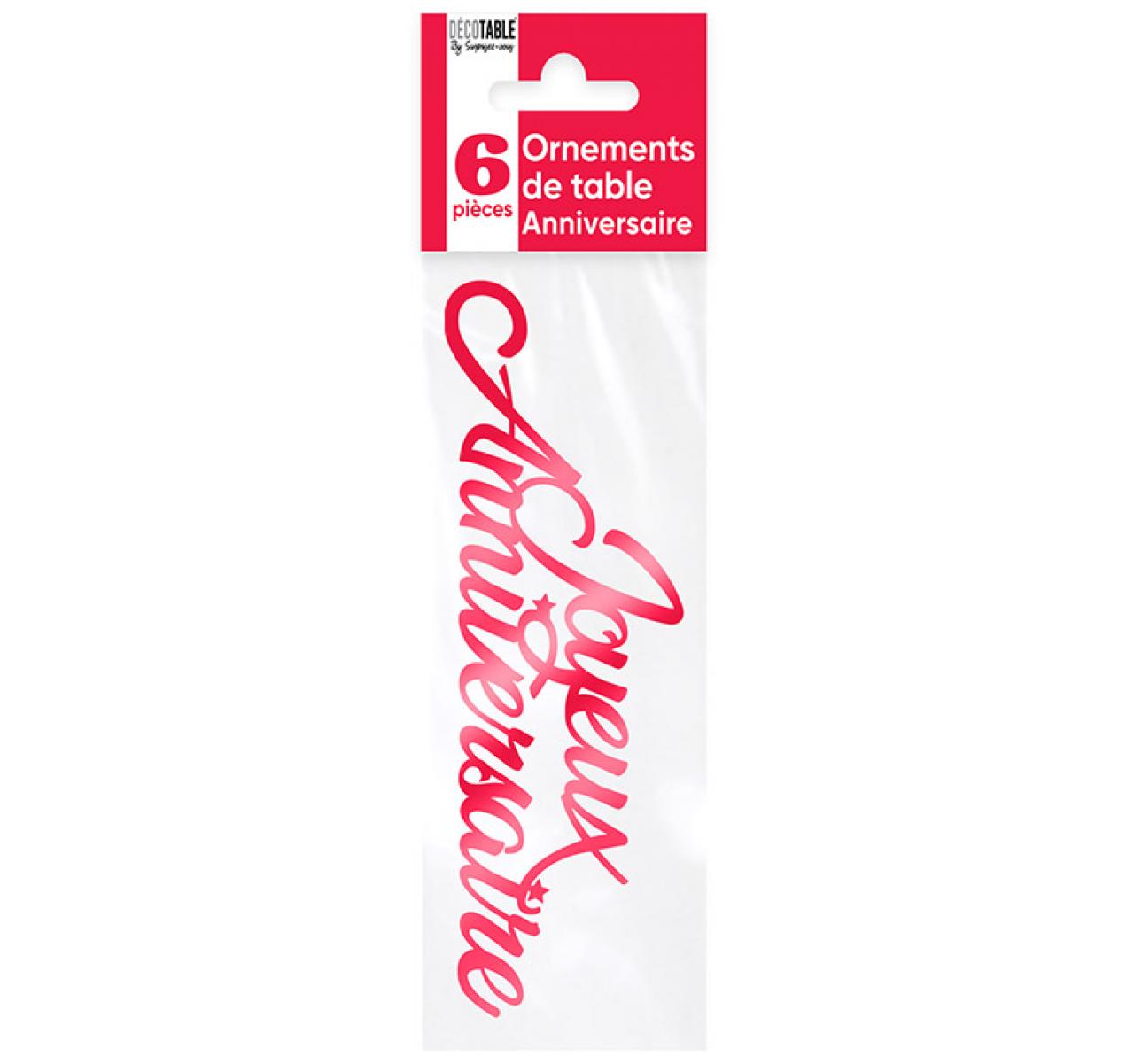 6 ORNEMENTS TABLE METAL ROUGE
