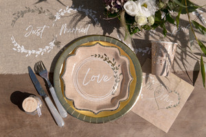 10 ASSIETTES MARIAGE NATUREL 21CM – Image 2