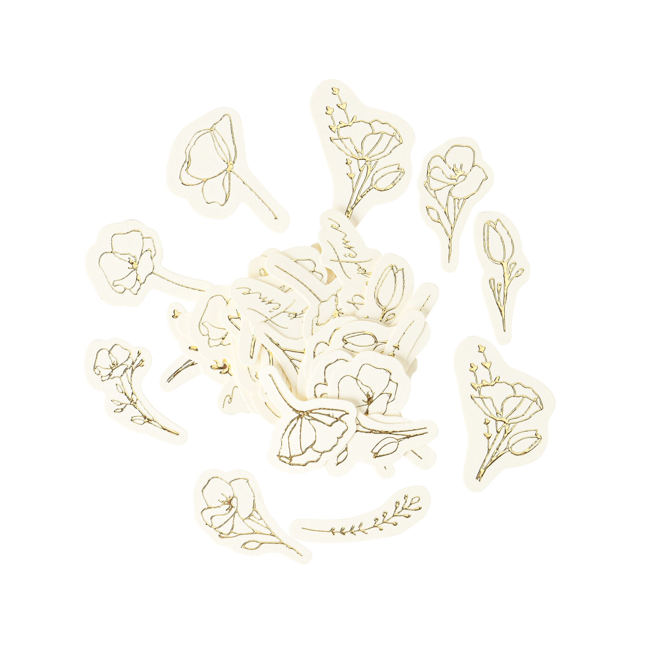 100 CONFETTIS BAPTÊME PAPIER CRÈME ET OR DE 1 À 4CM