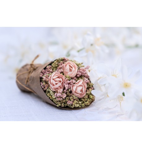 BOUQUET ROSES ROSE PASTEL PAPIER KRAFT – Image 2
