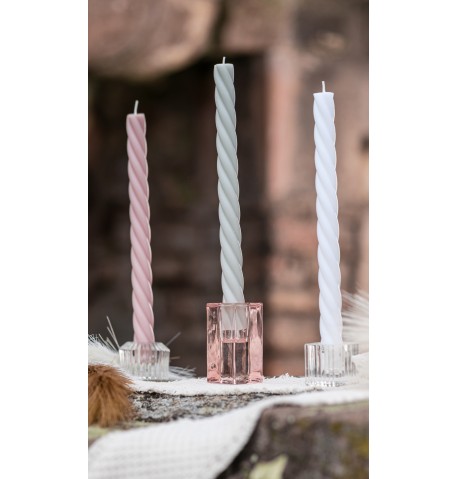 SET 2 BOUGIES FLAMBEAU TORSADE VERT SAUGE – Image 2