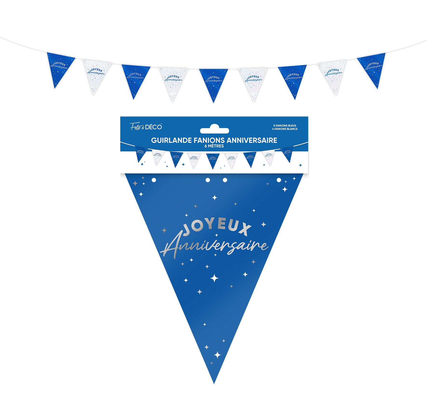 GUIRLANDE FANION ANNIVERSAIRE BLEU