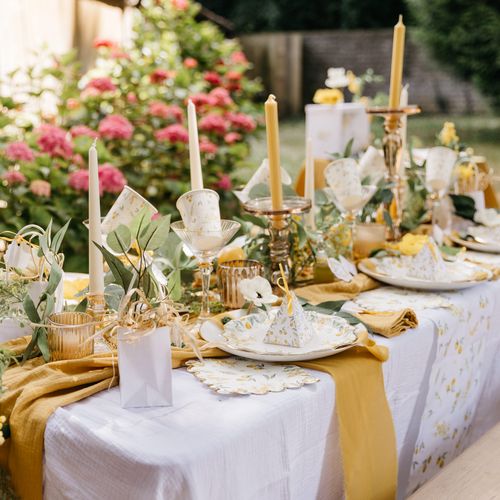 CHEMIN DE TABLE MOUSSELINE OCRE – Image 2