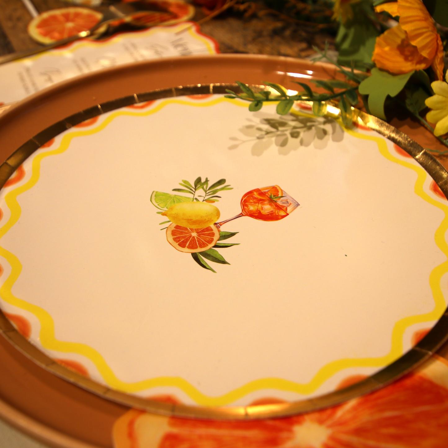 8 ASSIETTES FEUILLAGE CARTON EFFET LIN ET OR – Image 2