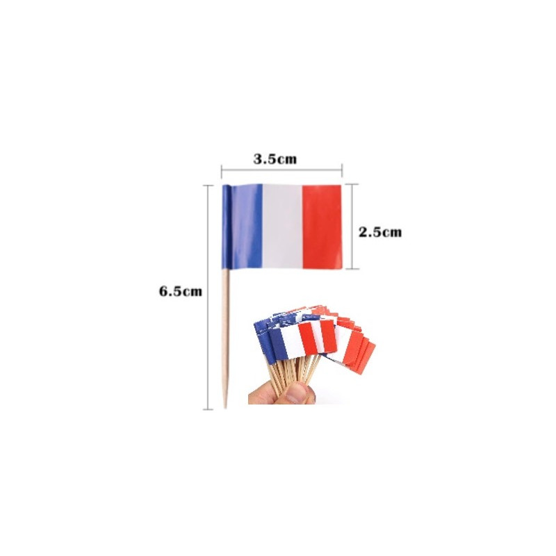 50 PIQUES COKTAIL DRAPEAU FRANCE