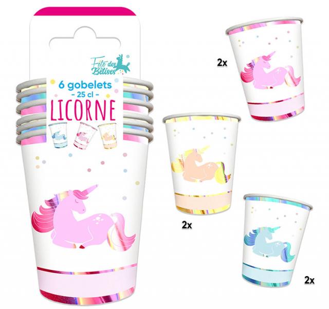 6 gobelets Licorne