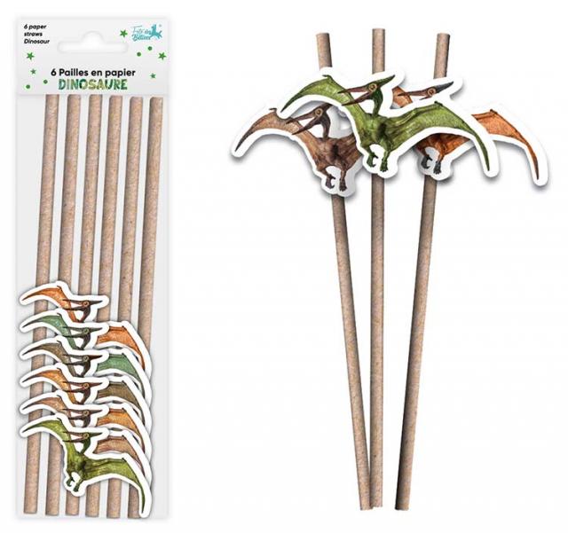 6 pailles dinosaure